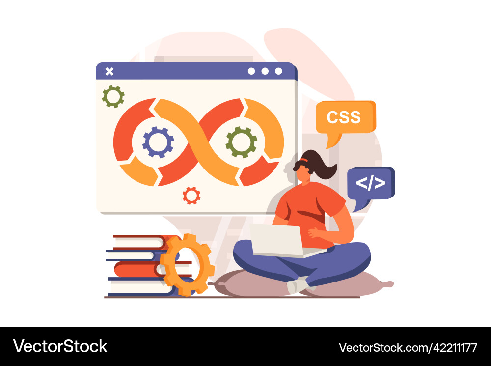 Devops web concept in flat design Devops web concept in flat design vector image