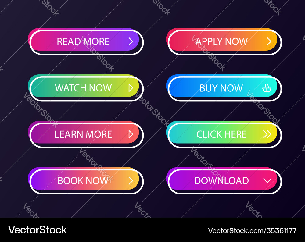 Different gradient colors and icons on white forms vector image