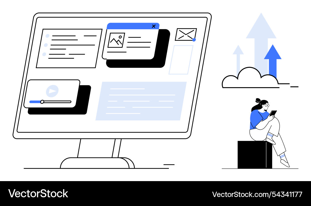 Digital workspace with webpage widgets Digital workspace with webpage widgets vector image