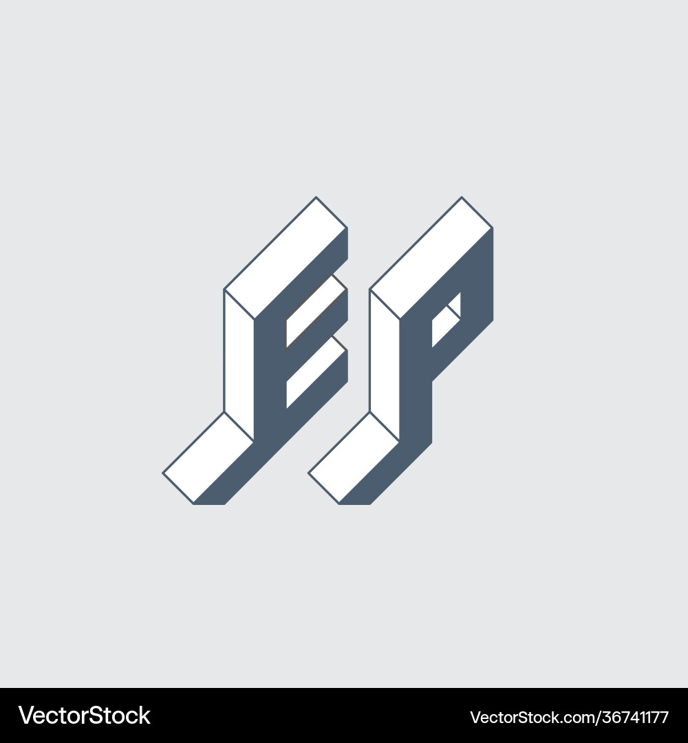 E and p - monogram or logotype isometric 3d font Vector Image
