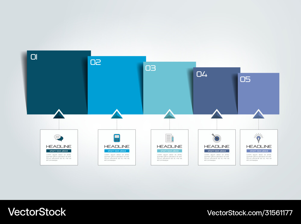 Five steps chart template scheme tab vector image