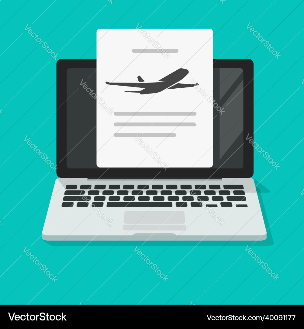 Flight check in online on computer screen vector image