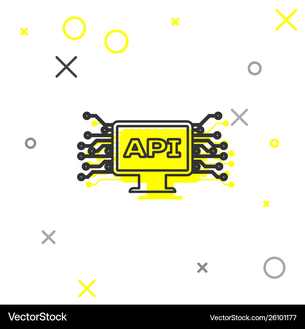 Grey computer api interface line icon isolated Grey computer api interface line icon isolated vector image