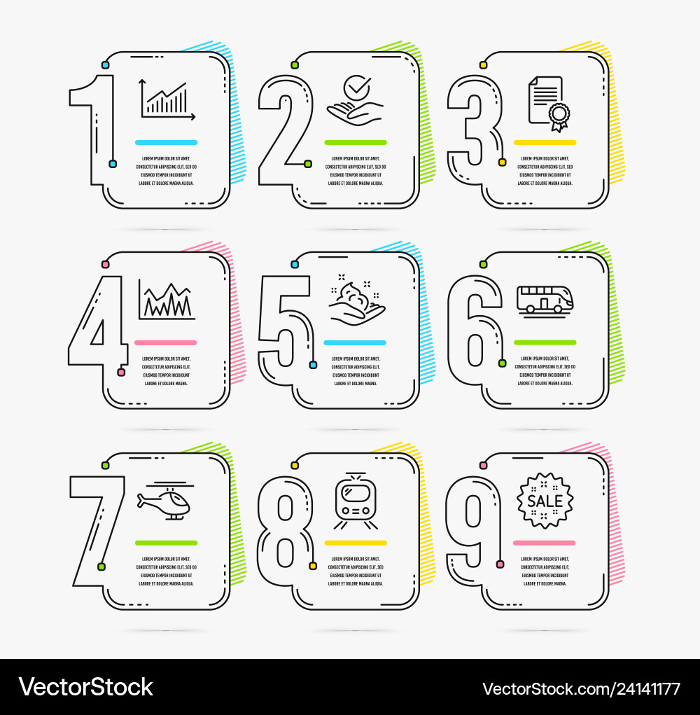 Infographic template with numbers 9 options set Infographic template with numbers 9 options set Vector Image