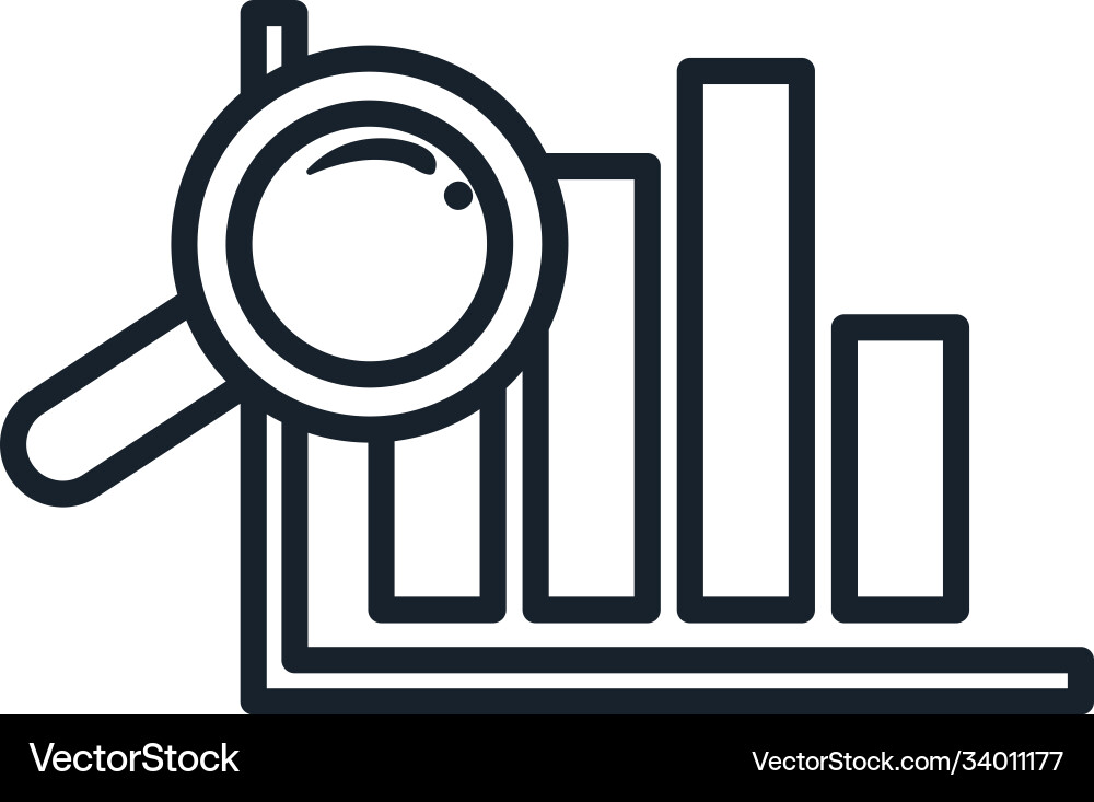 Lupe with bars chart line style icon design Lupe with bars chart line style icon design vector image