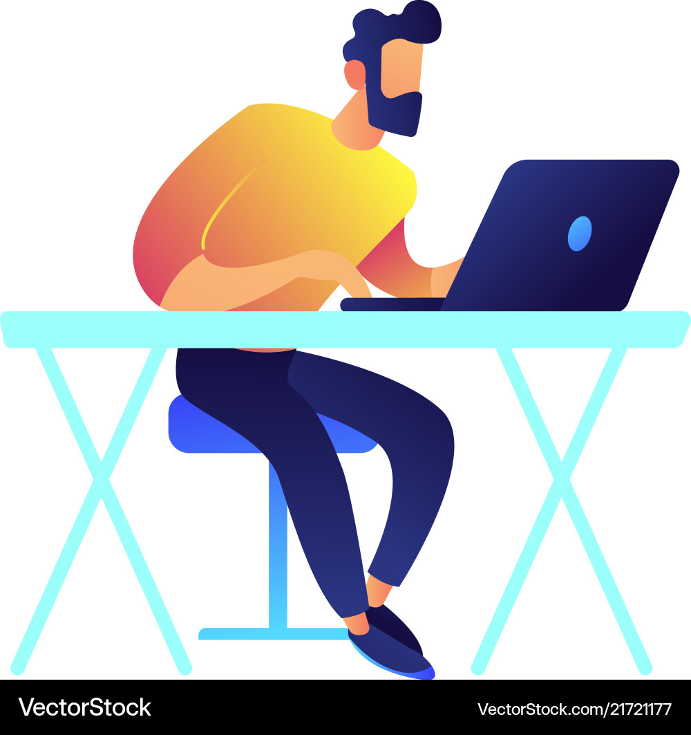 Programmer working on laptop vector image