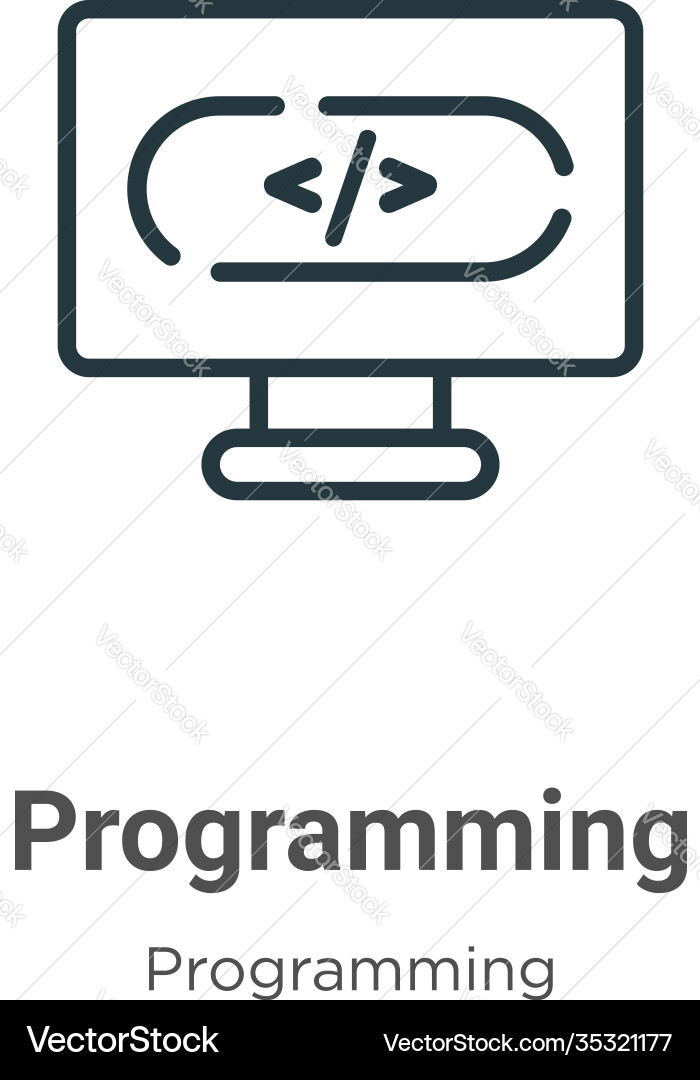 Programming outline icon thin line black Vector Image