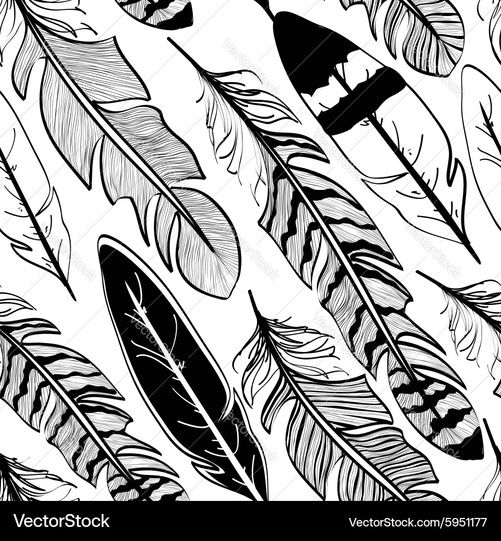 Seamless pattern of bird feathers vector image
