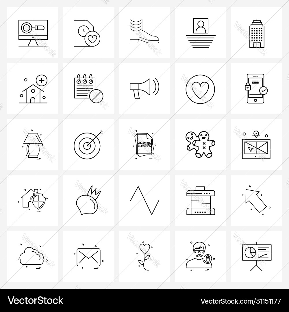 Set 25 modern line icons text interface Vector Image