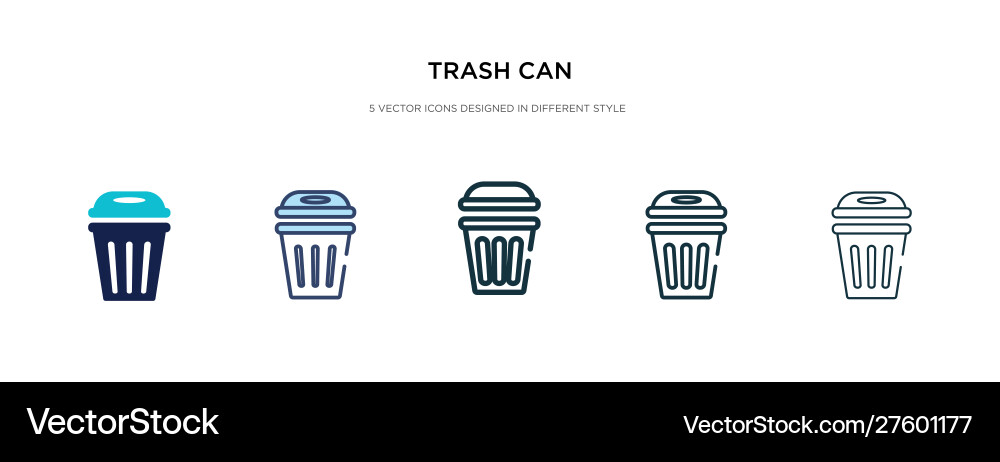 Trash can icon in different style two colored Trash can icon in different style two colored vector image