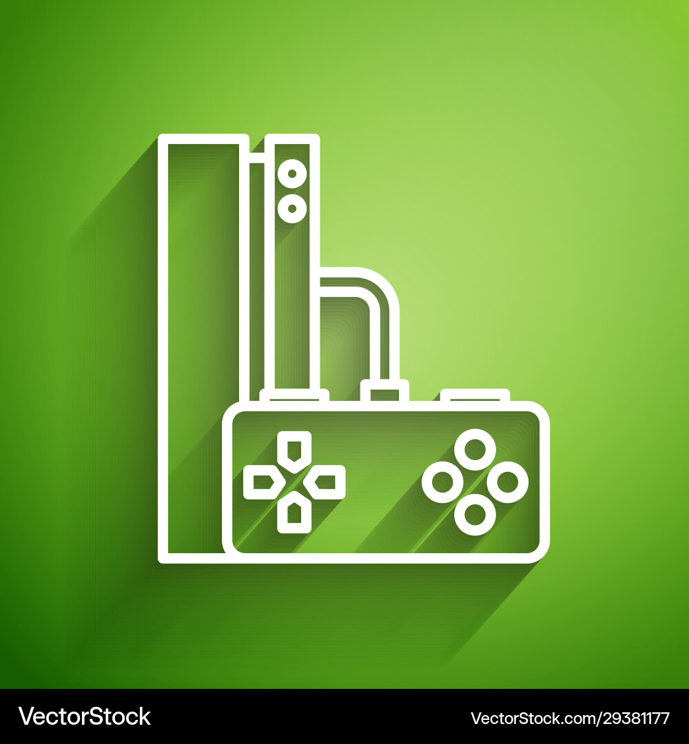 White line video game console with joystick icon White line video game console with joystick icon vector image