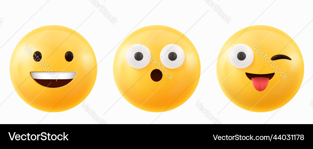 3d Render Emoji Gesicht Lächeln Show Zunge und Wow 3d Render Emoji Gesicht Lächeln Show Zunge und Wow vektorbild