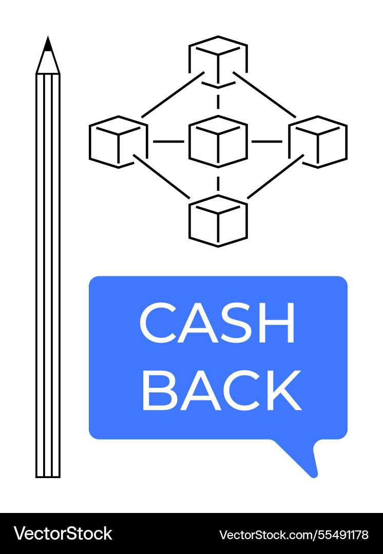 Cash back messaging with blockchain network Cash back messaging with blockchain network Vector Image