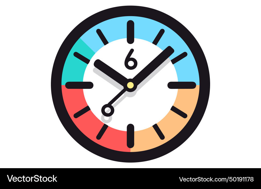 Clock icon in flat style timer on color background Clock icon in flat style timer on color background vector image
