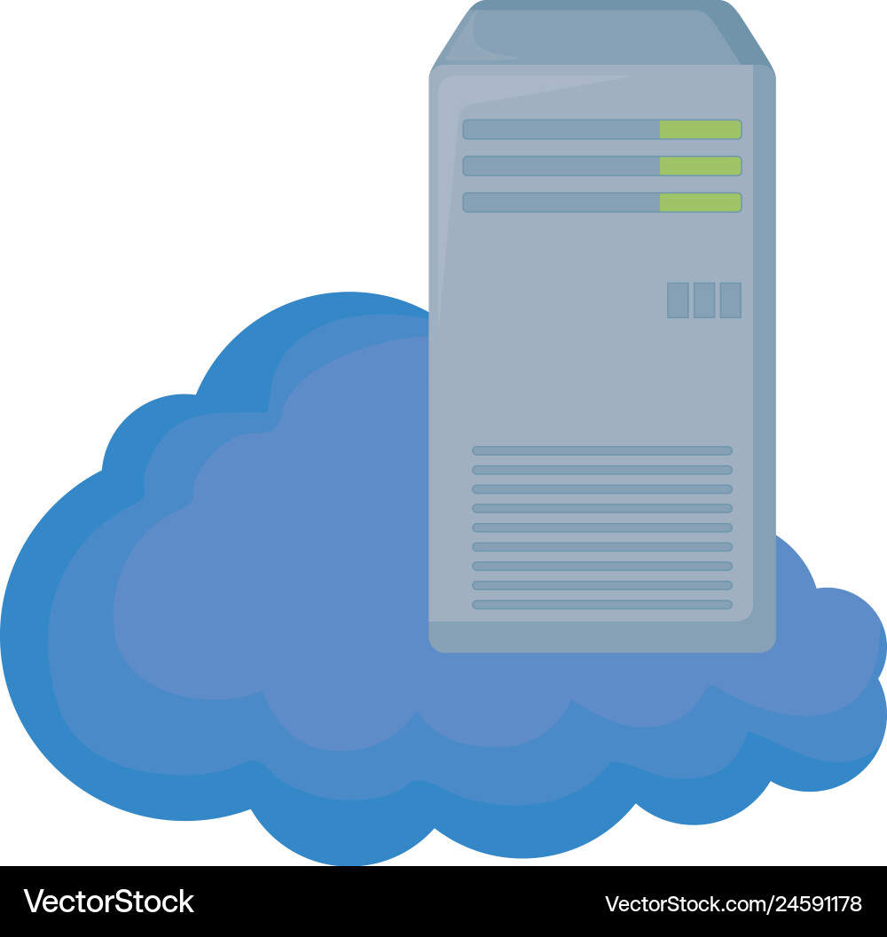 Cloud computing with tower server Cloud computing with tower server vector image