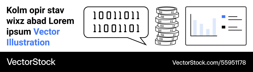 Data storage and analysis concept with binary code Data storage and analysis concept with binary code vector image