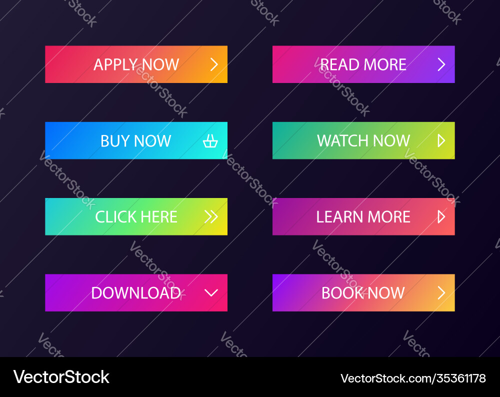 Different gradient colors and icons on white forms vector image