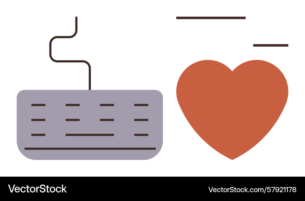 Digital connection concept with keyboard and heart Vector Image