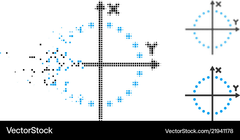 Disappearing pixel halftone circle plot icon Vector Image