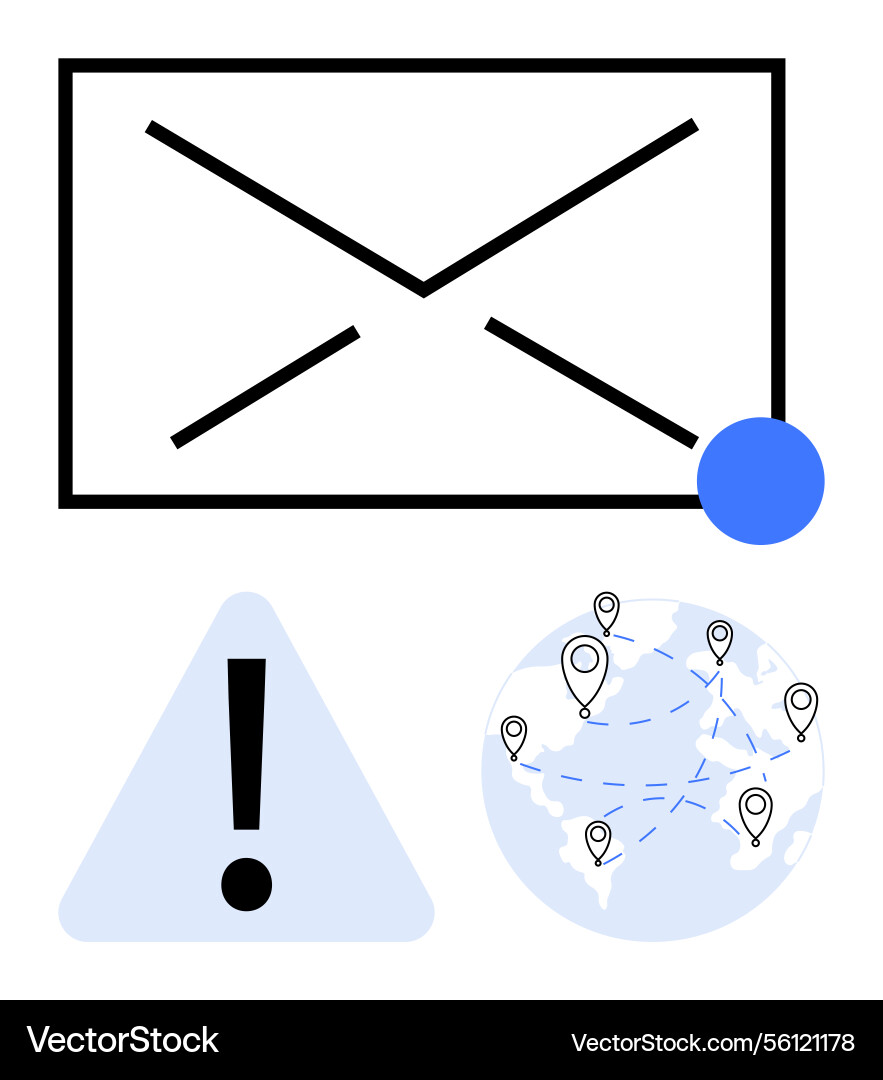 Email notification with global connectivity Email notification with global connectivity vector image