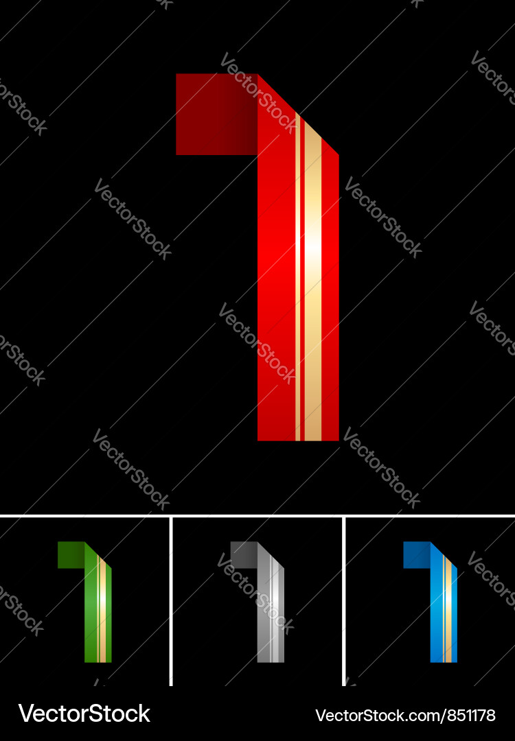 Folded Number One - Paper Tape Vector Image