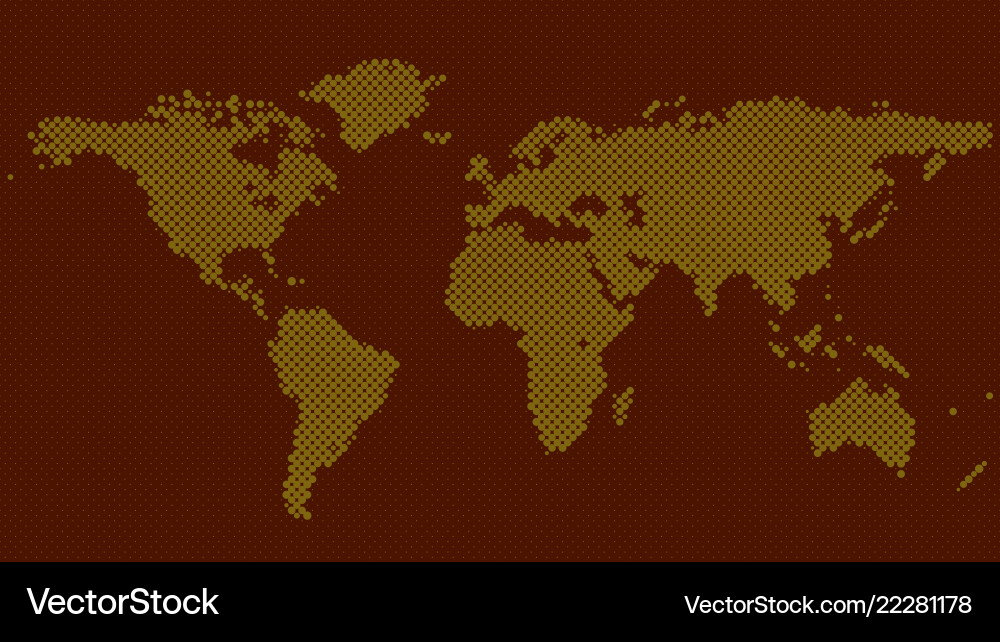 Halftone dot pattern world map background Halftone dot pattern world map background vector image