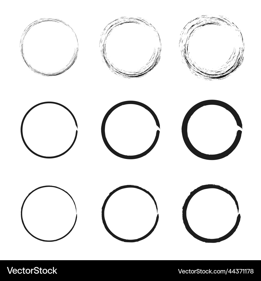 Hand drawn set of objects rounds scribble line Hand drawn set of objects rounds scribble line Vector Image