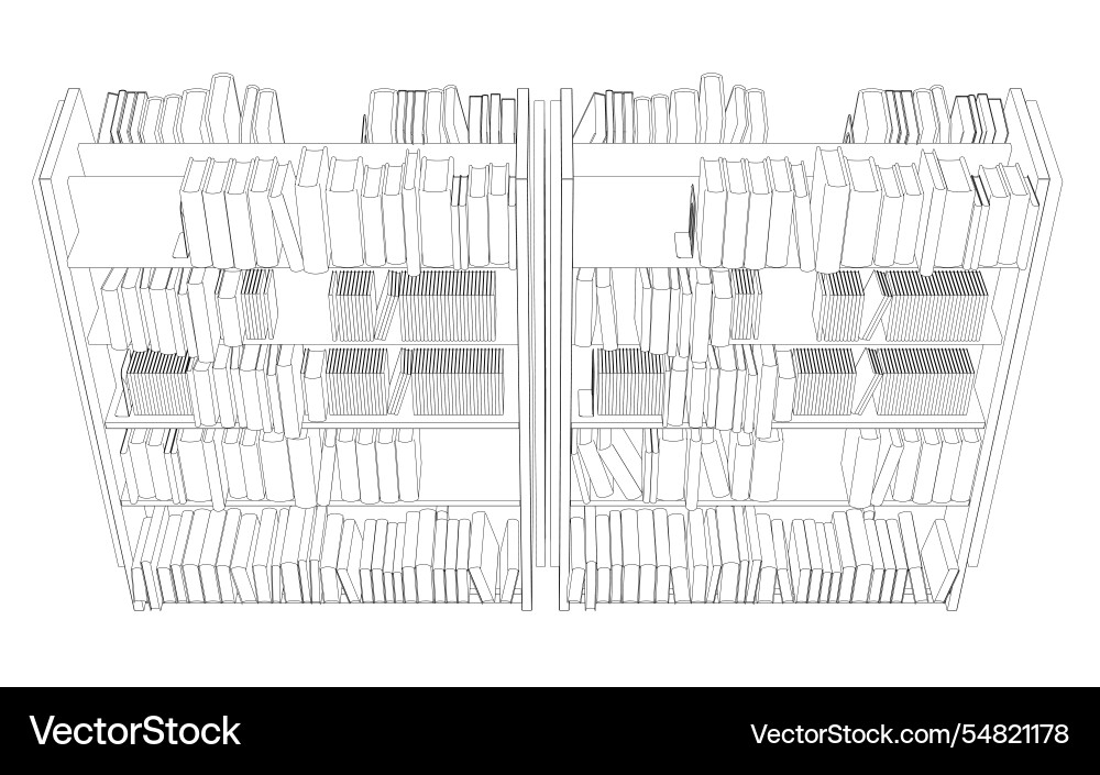 Library book shelf background mockup of bookshelf vector image