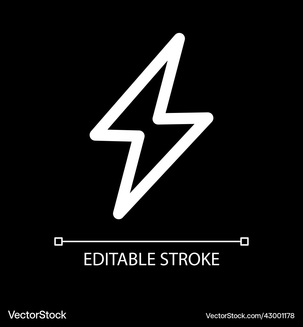 Lightning bolt white linear ui icon for dark theme Lightning bolt white linear ui icon for dark theme vector image