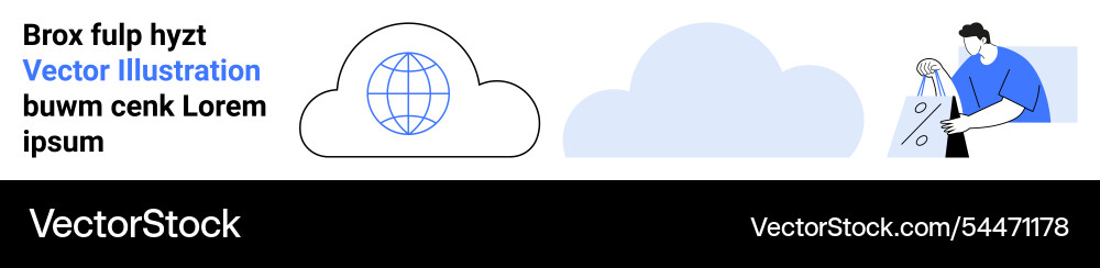 Man with a tablet device connecting to cloud vector image