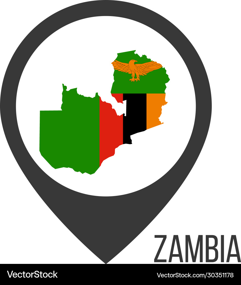 Map pointers with contry zambia flag stock vector image