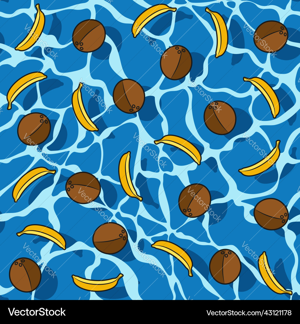 Seamless pattern with bananas and coconuts Vector Image