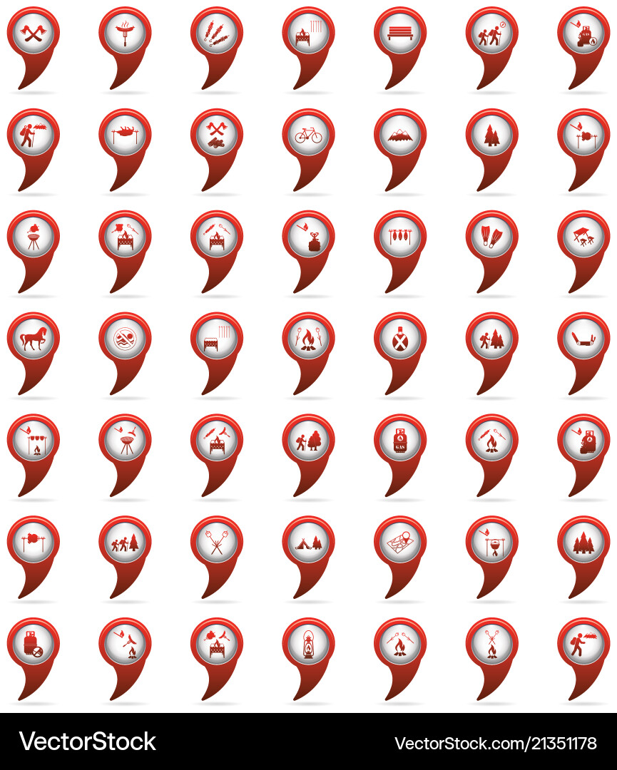 Set of tourism service map pointers vector image