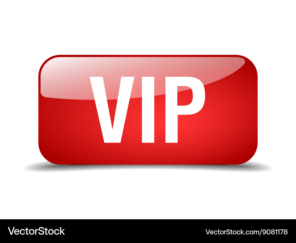 Vip red square 3d realistic isolated web button vector image