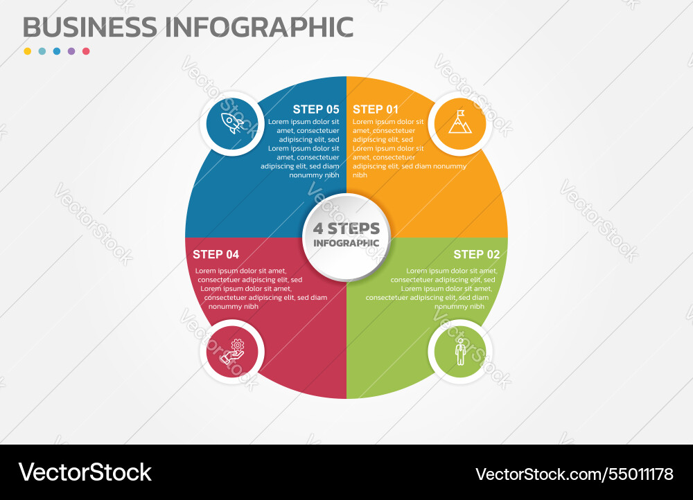 Visual data presentation cycle diagram with 4 Vector Image