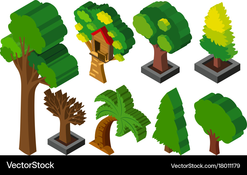 3d design for many types of trees vector image