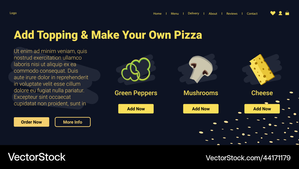 Add topping and make your own pizza website page Add topping and make your own pizza website page vector image