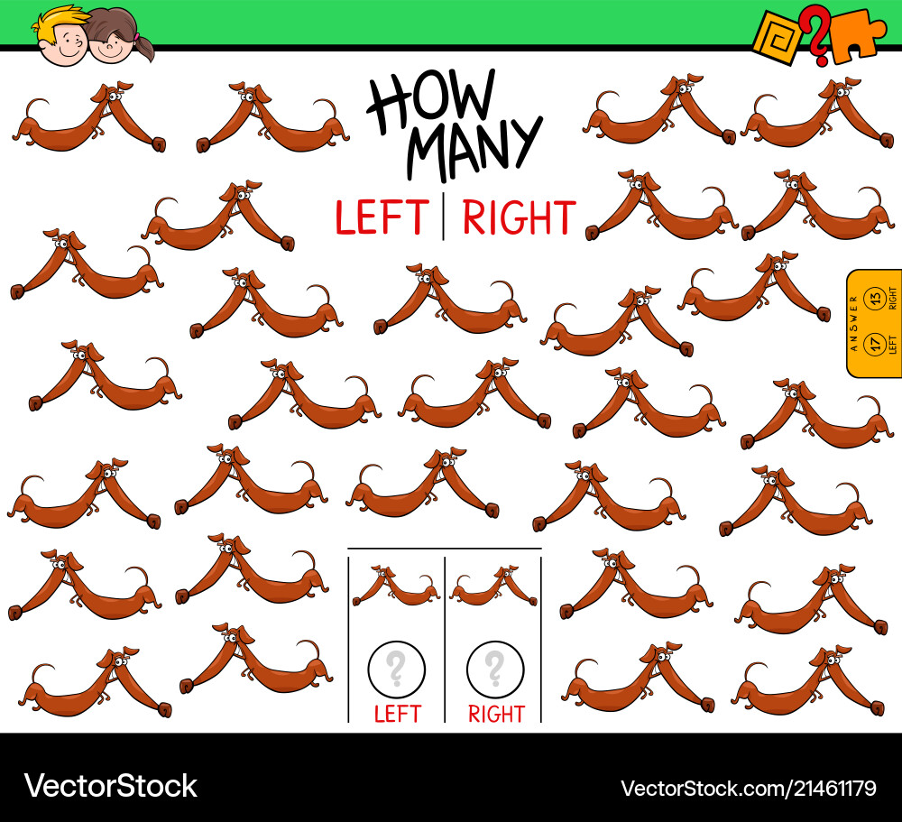 Counting left and right pictures of dog Counting left and right pictures of dog vector image