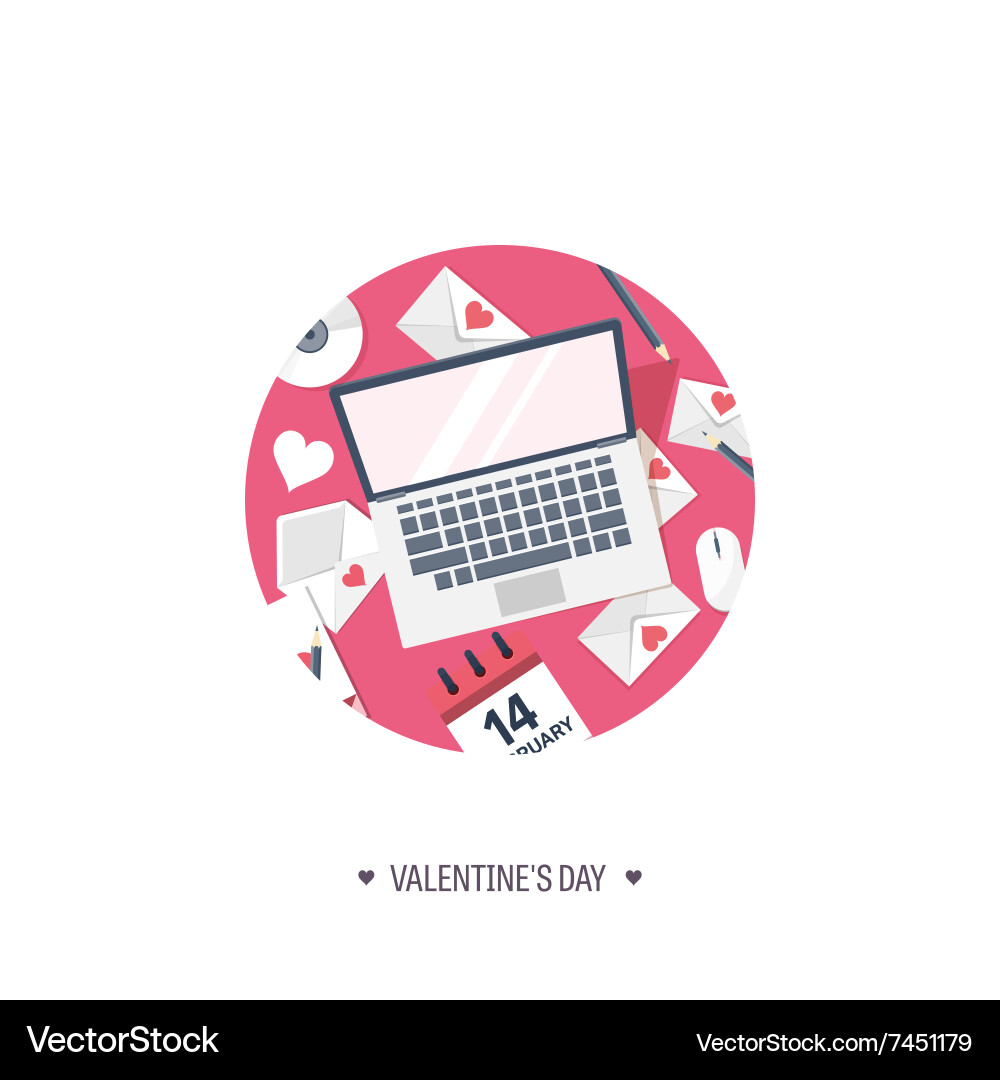 Flat background with computer vector image