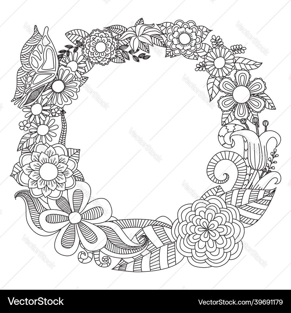 Floral Mandala Frame Vector Image