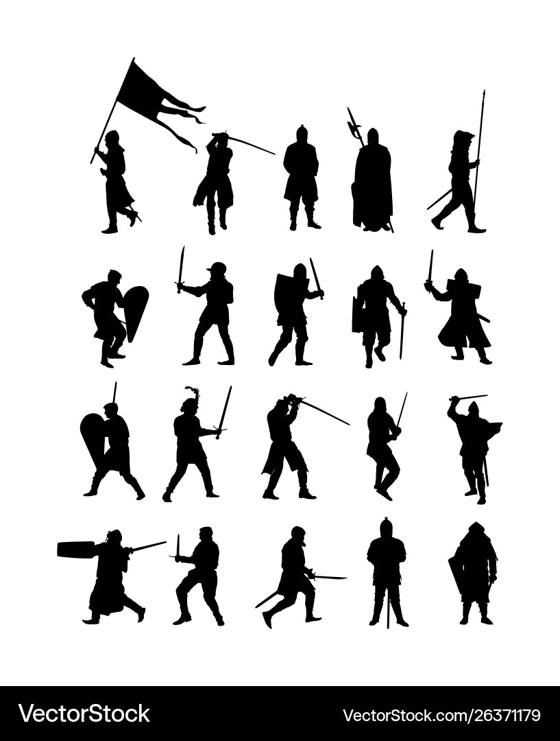 Group of Knights in Armor Vector Image