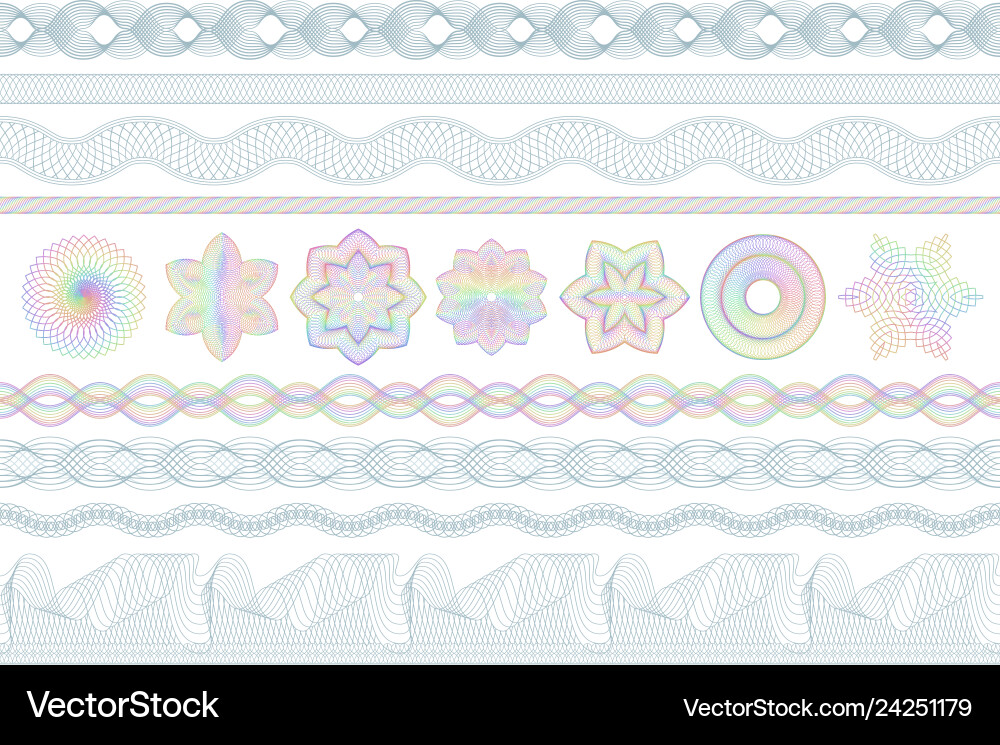 Guilloché Banknotes & Security Patterns Vector Image