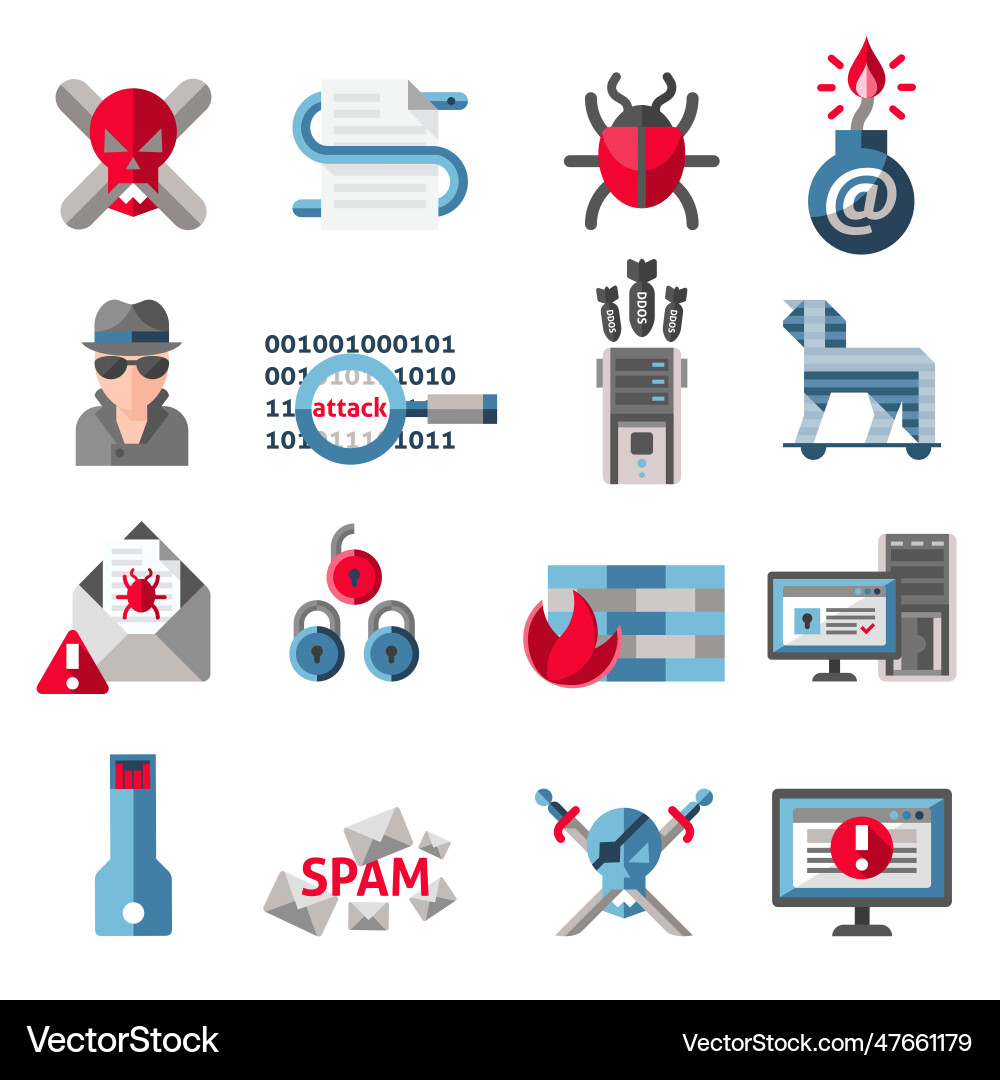 Hacker icons set Vector Image