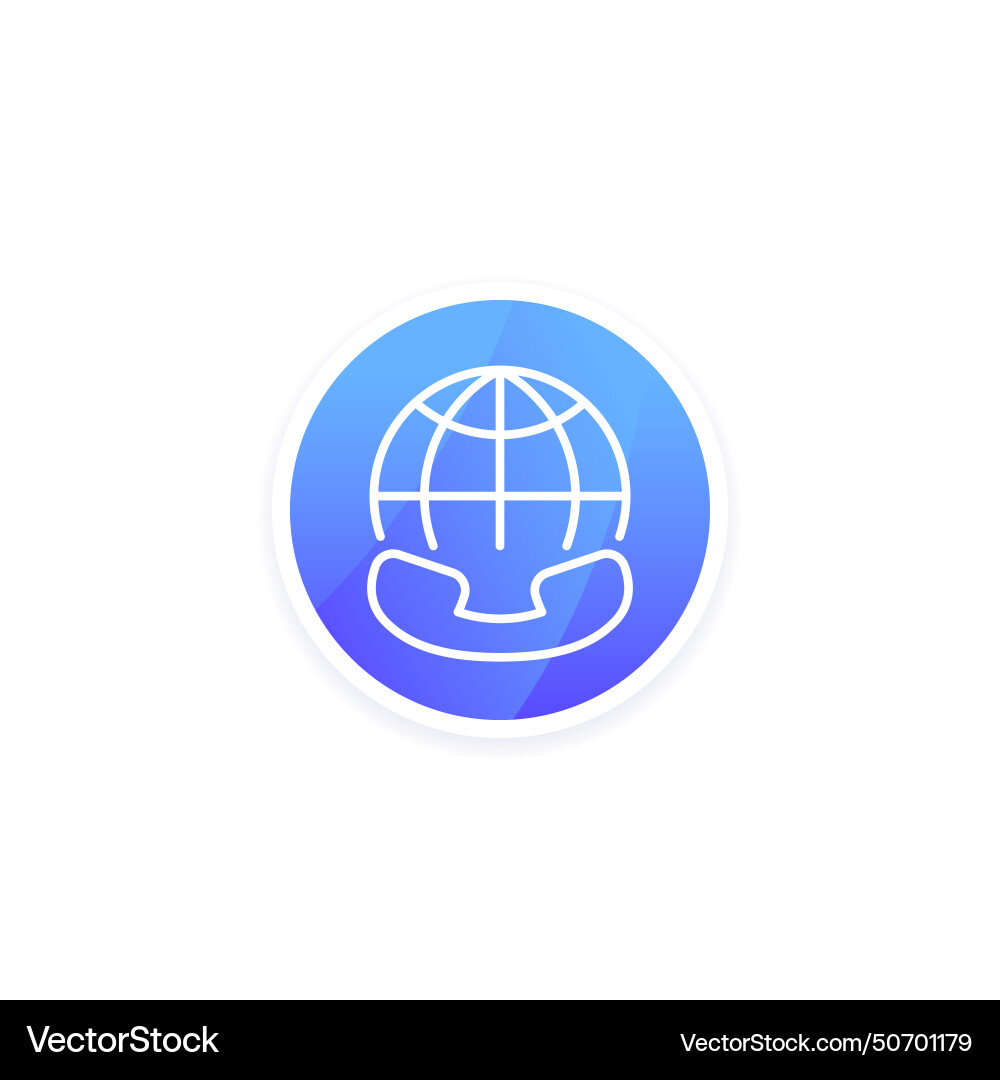 International call line icon with phone Royalty Free Vector