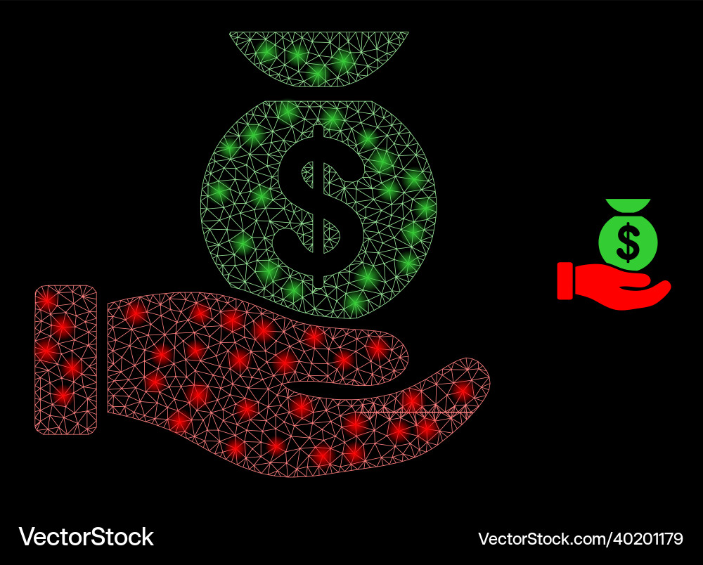 Mesh web financial service hand with shiny vector image
