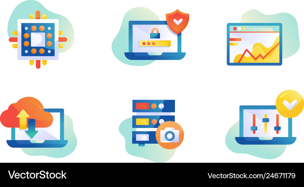 Modern Web Hosting Icons vector image