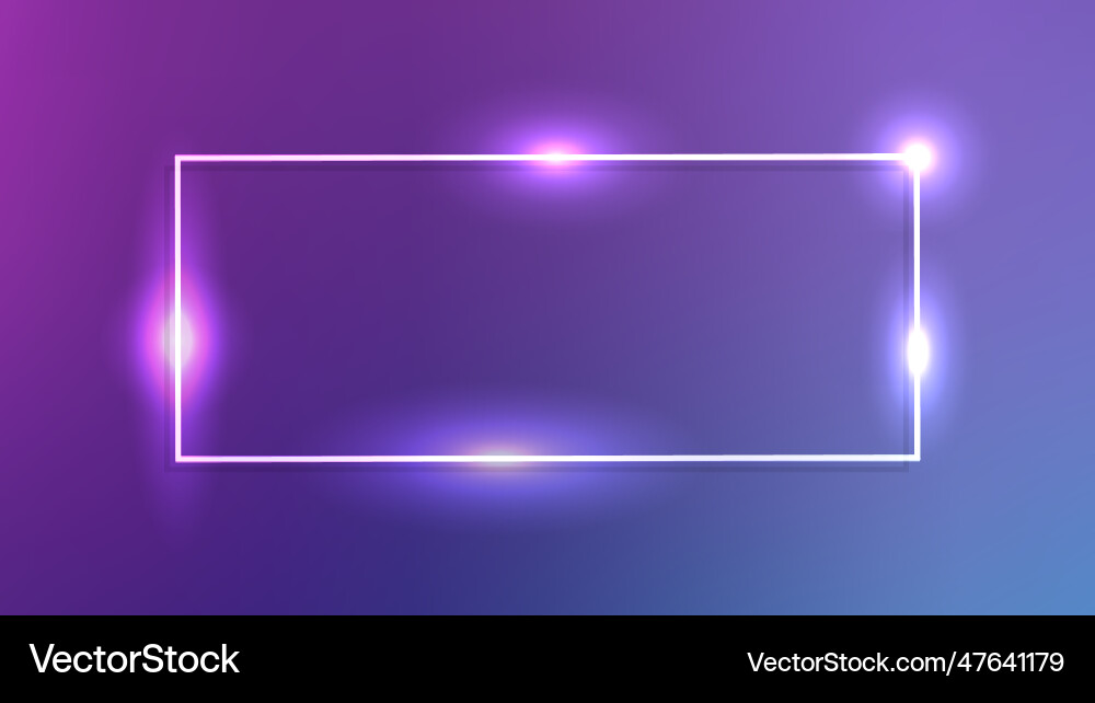 Neon rectangular frame with shining effects Neon rectangular frame with shining effects Vector Image