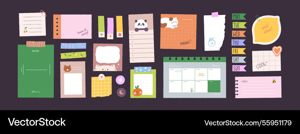 Notes notepad papers blank pages stickers Vector Image