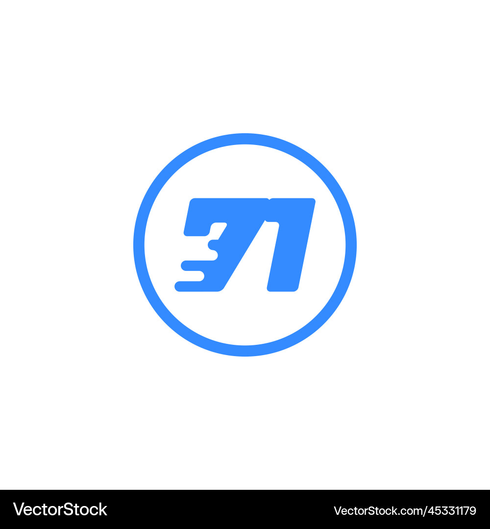 Number 71 speed modern logo Vector Image