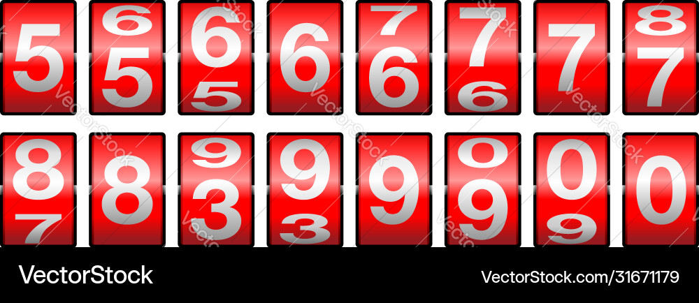 Rotation counter from 5 to 9 vector image